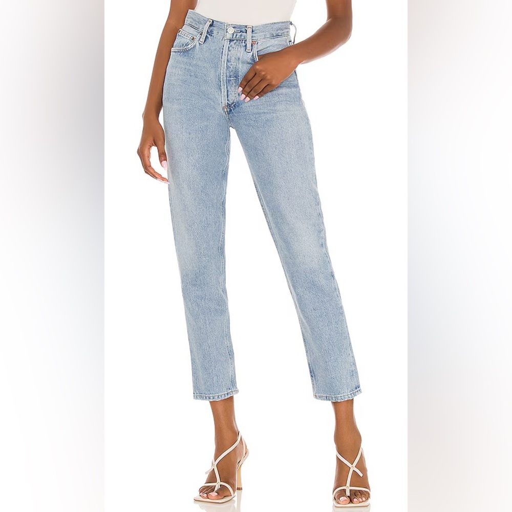 AGOLDE Fen High-Rise Relaxed Tapered Denim Jeans in Color “Dimension” Size 24